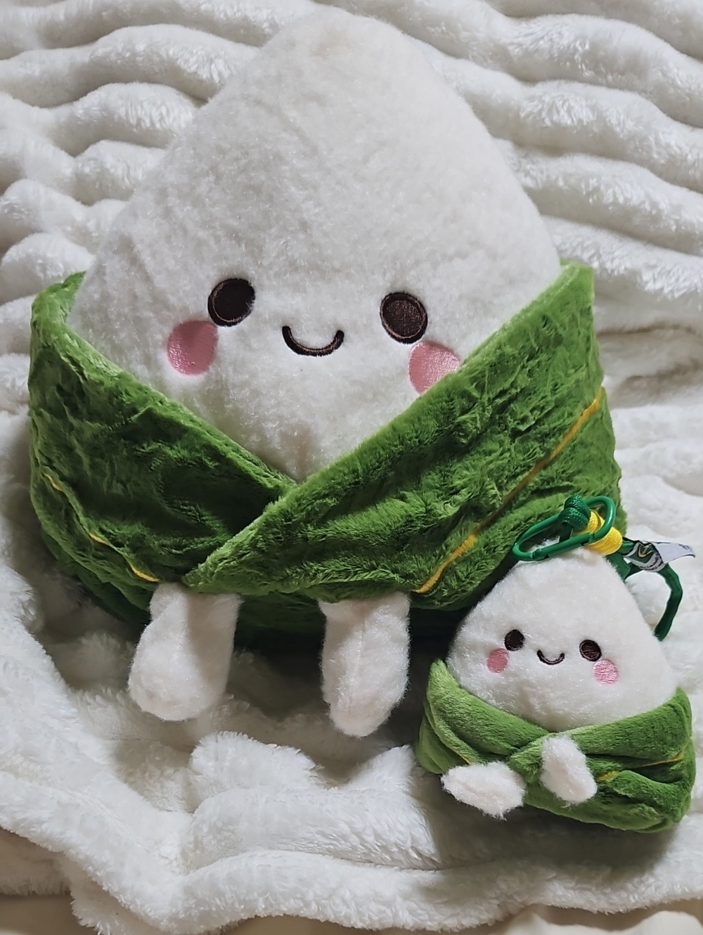 Kawaii Rice Ball Plush Duo - White & Green. New No Tag